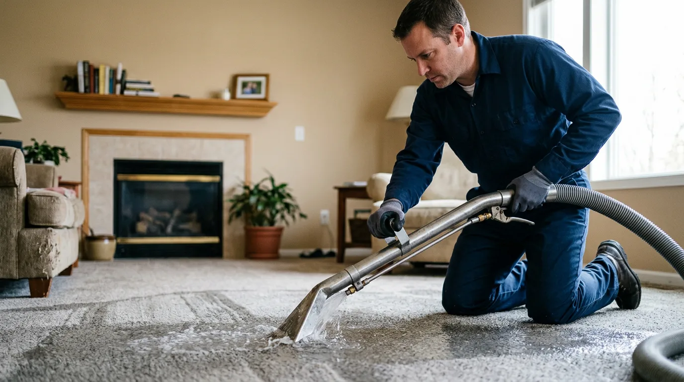 Water damage restoration technician working near Crawford, WV